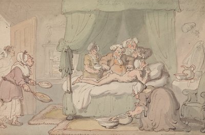 De dokter is zo zwaar gekneusd dat koppen noodzakelijk wordt geacht door Thomas Rowlandson